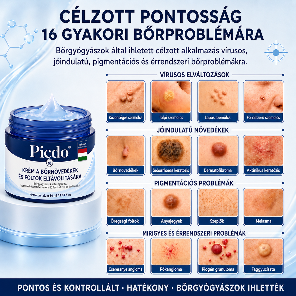Picdo® 7 napos krém bőrkinövések és pigmentfoltok eltávolítására 🧴 (Fájdalommentes formula – hegek nélkül)
