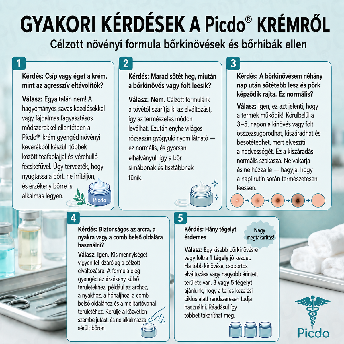 Picdo® 7 napos krém bőrkinövések és pigmentfoltok eltávolítására 🧴 (Fájdalommentes formula – hegek nélkül)